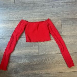Red long sleeve crop top